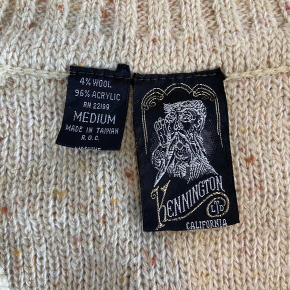 Vintage 70s 80s Kennington Henley Kangaroo Pocket Sweater - Men's M - Picture 3 of 5